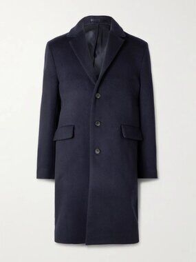 jacob Siegel Cashmere Blend Overcoat Men's Navy Colombo Wool Minmal Over Coat